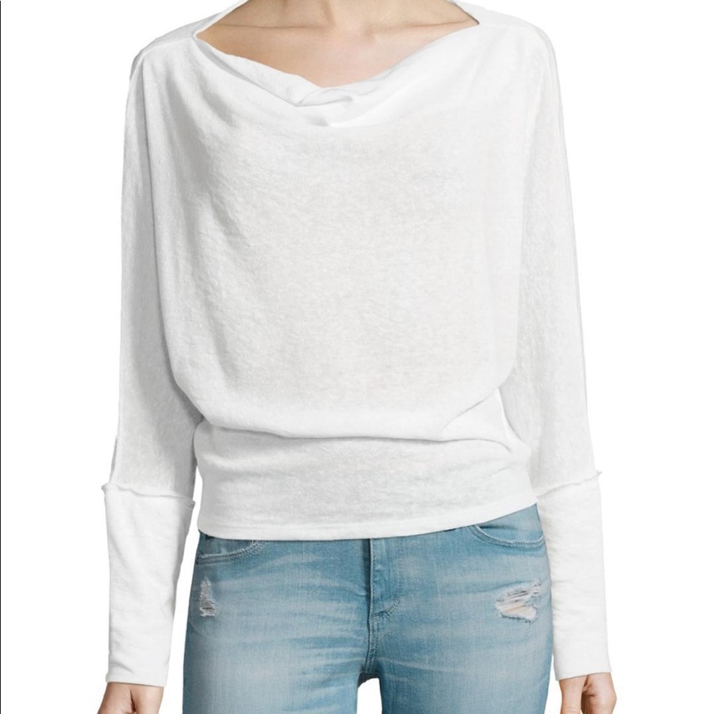 NWOT Free Prople Valencia Cowl Neck Dolman Long Sleeve Top in White Size XS!